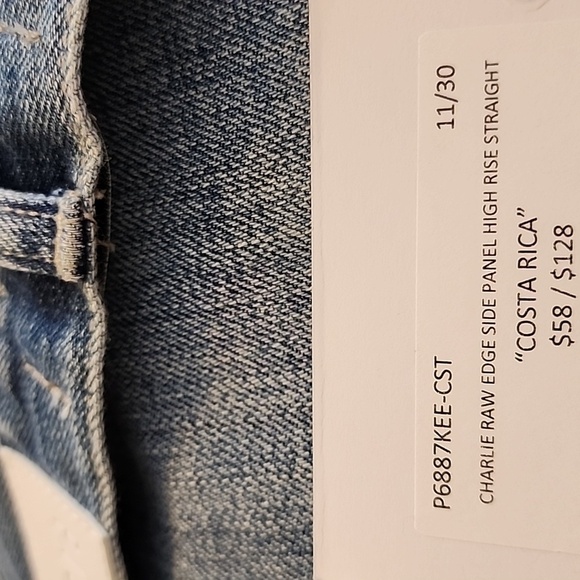 NEW Pistola Charlie High Rise Straight Leg Raw Edge Side Panel Jeans Mobwife - Picture 11 of 12